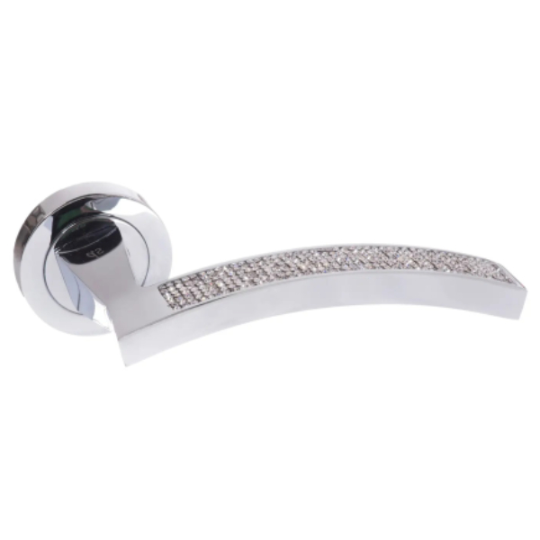 CRYSTAL BLING LEVER HANDLE ON ROUND ROSE